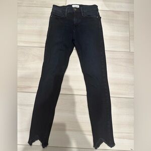 Frame Le High Skinny Crop Black Jeans, 26